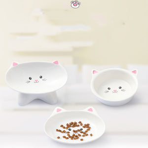 Ceramic Cat Face Bowl – Non-Toxic, Dishwasher Safe Pet Dish with Non-Slip Base | Cute Food & Water Bowl for Cats & Small Dogs