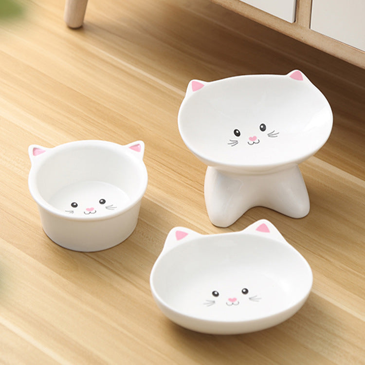 Ceramic Cat Face Bowl – Non-Toxic, Dishwasher Safe Pet Dish with Non-Slip Base | Cute Food & Water Bowl for Cats & Small Dogs