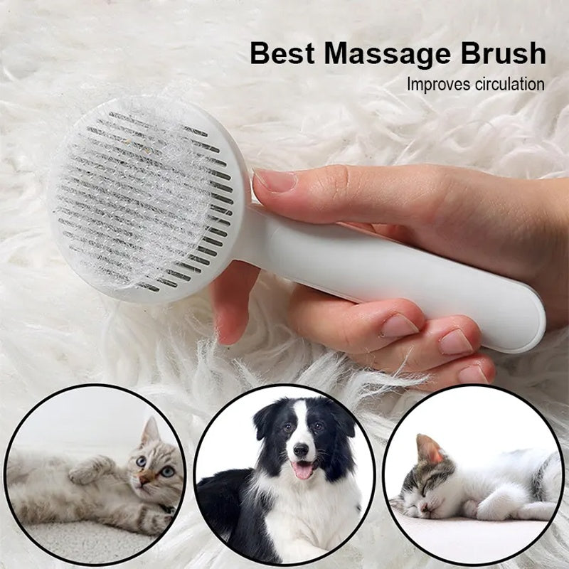 Self-Cleaning Slicker Brush – Stainless Steel Pet Grooming Tool for Dogs & Cats | Removes 90% of Loose Hair in Seconds